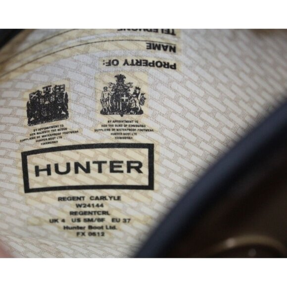 Hunter Women's Regent Carlyle Color Block Tall Gloss Rain Boots Black Brown 37 6 - Picture 7 of 9